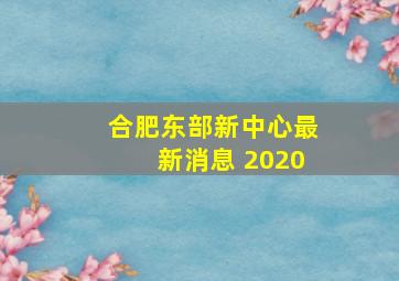 合肥东部新中心最新消息 2020